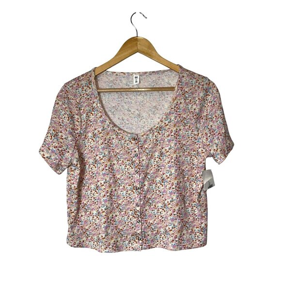 NWT BP Floral Print Womens Cropped Top Size 1X - Picture 1 of 8